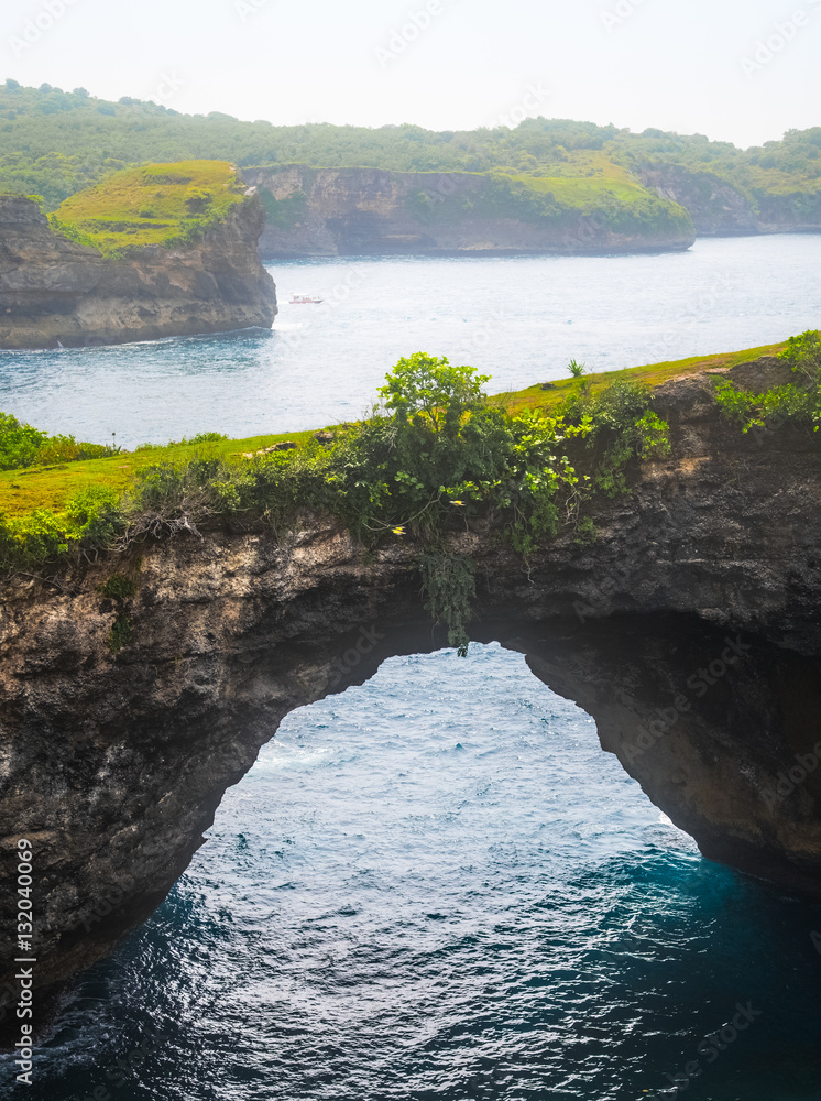 Landmark named Broken beach on the island of Nusa Penida, Bali, Indonesia