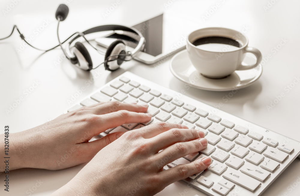 call center manager desktop mock up white background