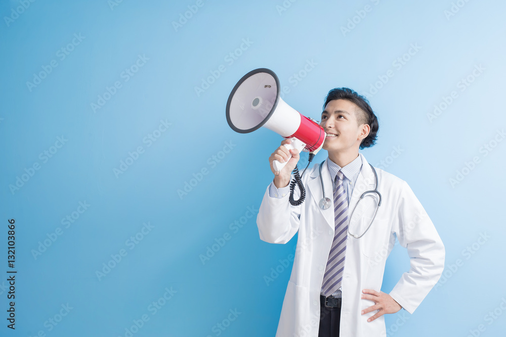 male doctor take microphone