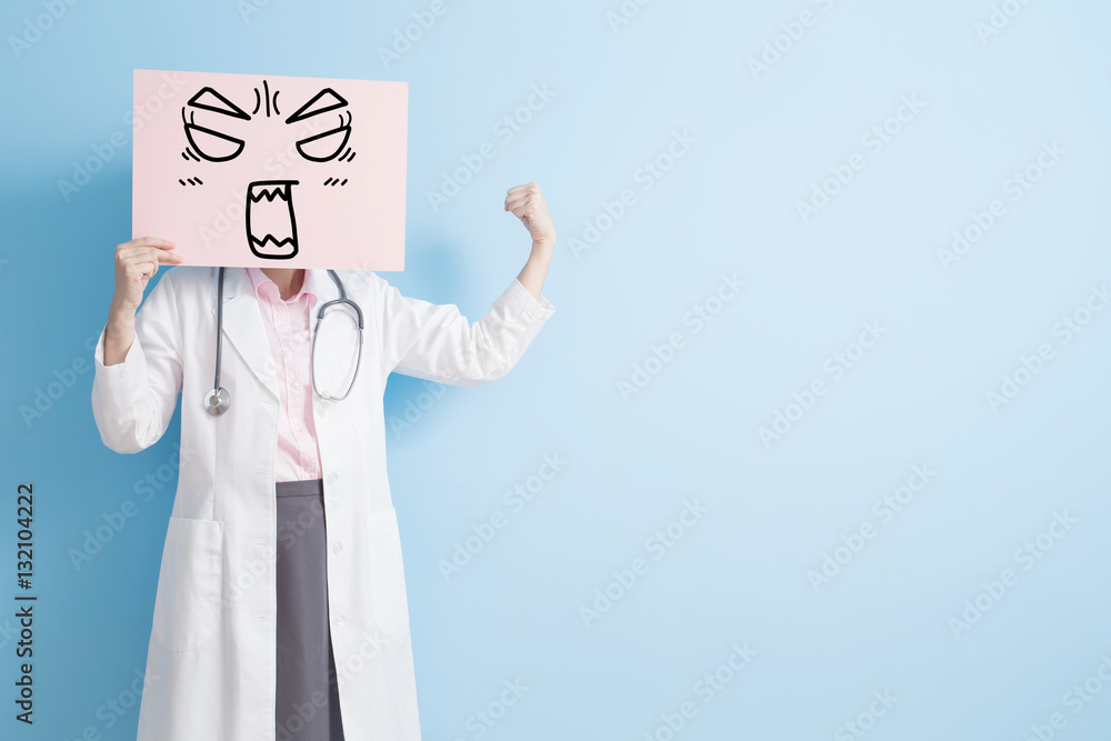 woman doctor take angry billboard