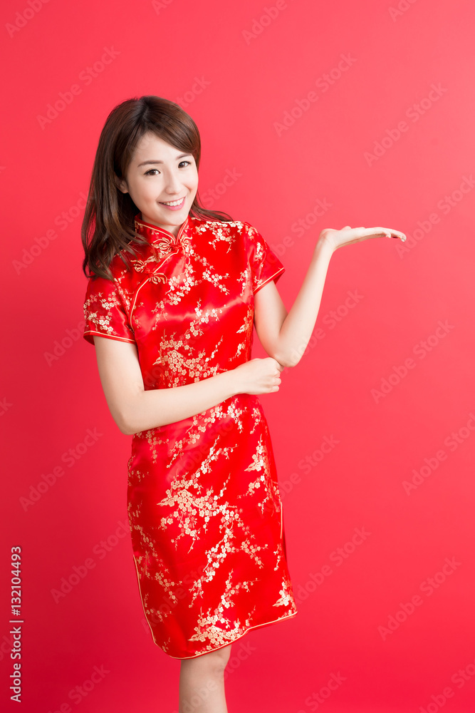 beauty woman wear cheongsam