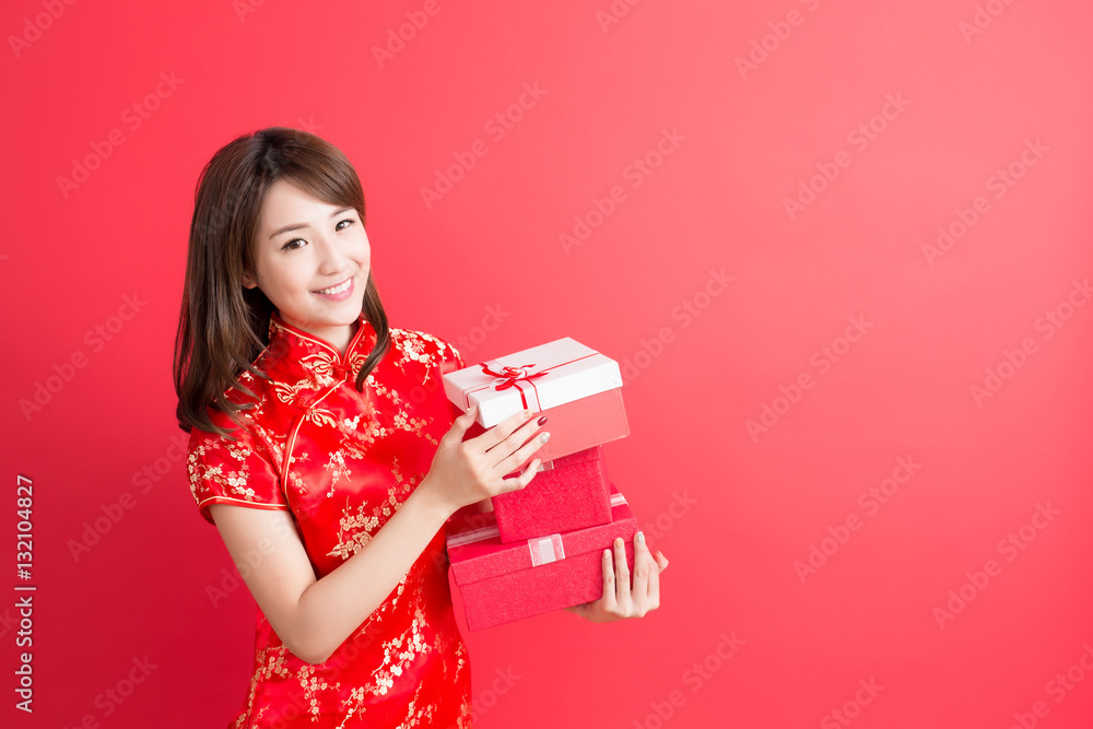 beauty woman wear cheongsam