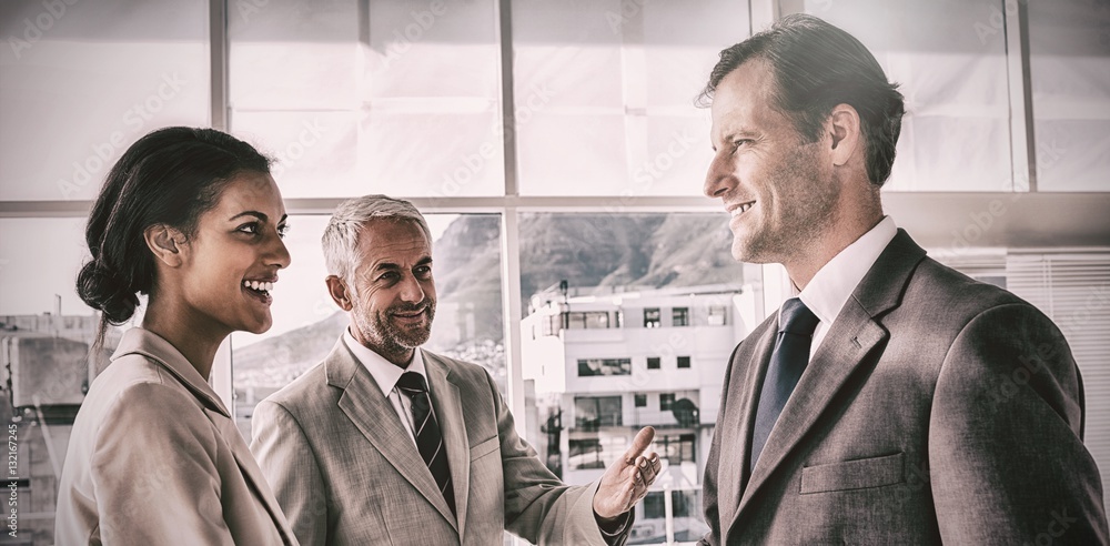 Businessman introducing a colleague