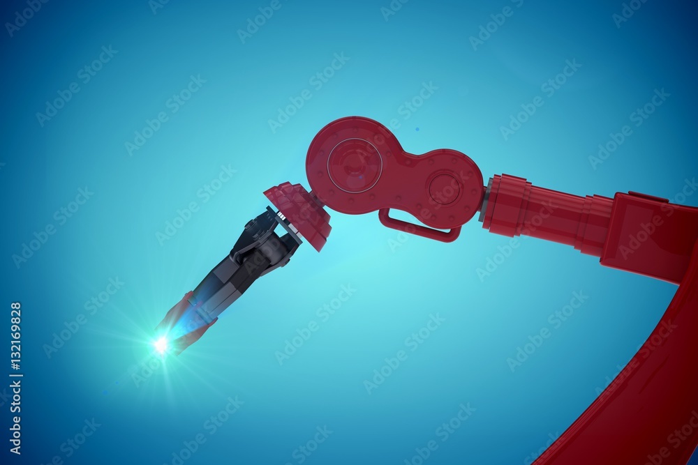 Composite image of close-up of red robot claw 3d