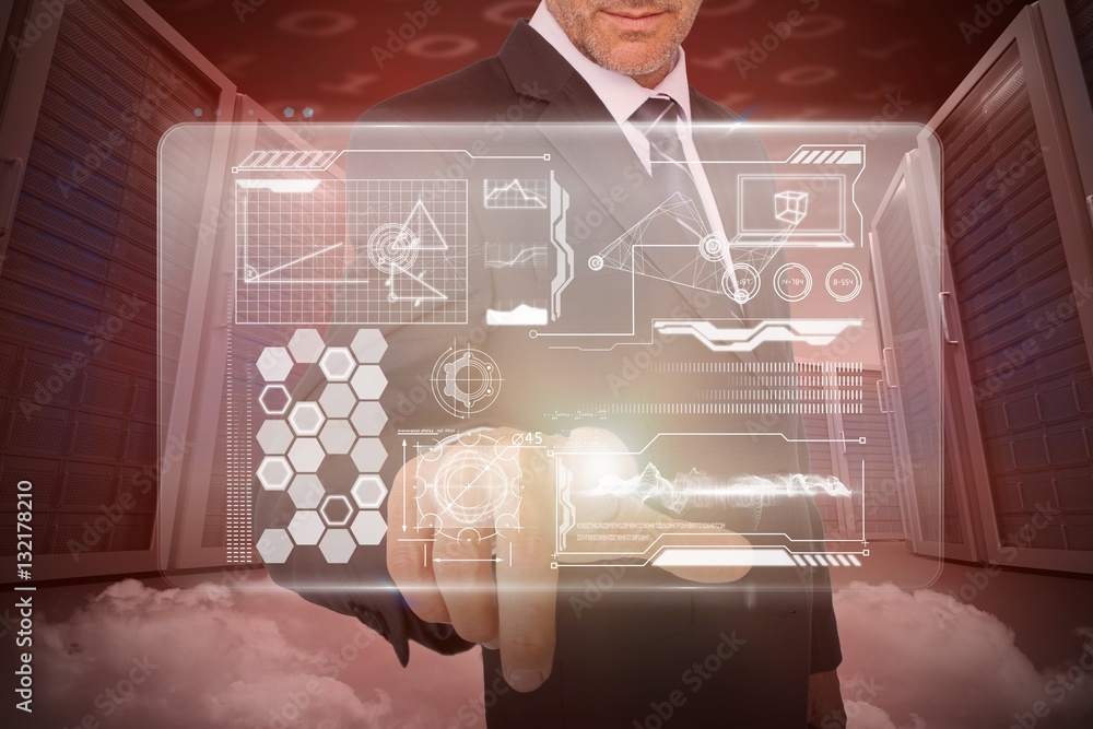 Composite image of businessman pointing