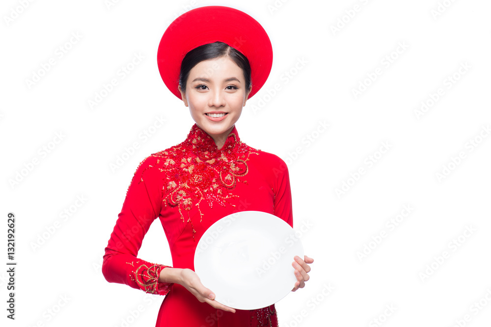 Portrait of a beautiful Asian woman on traditional festival cost