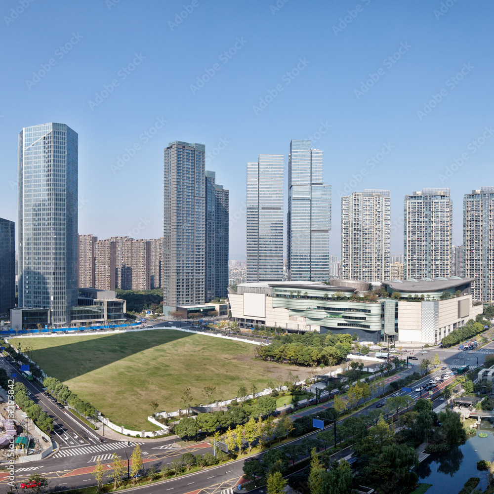 modern abstract buildings in hangzhou new city