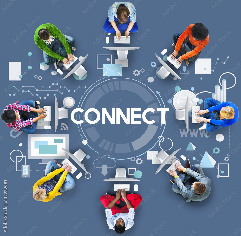 Connect Online Social Media Networking Link Concept