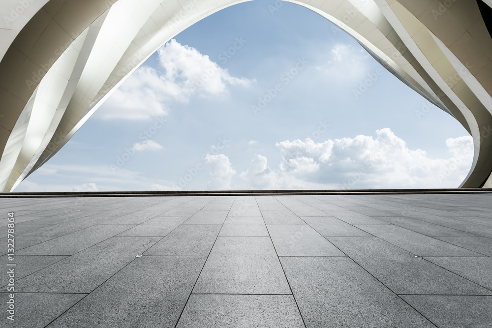 Empty floor and modern architectural passageway