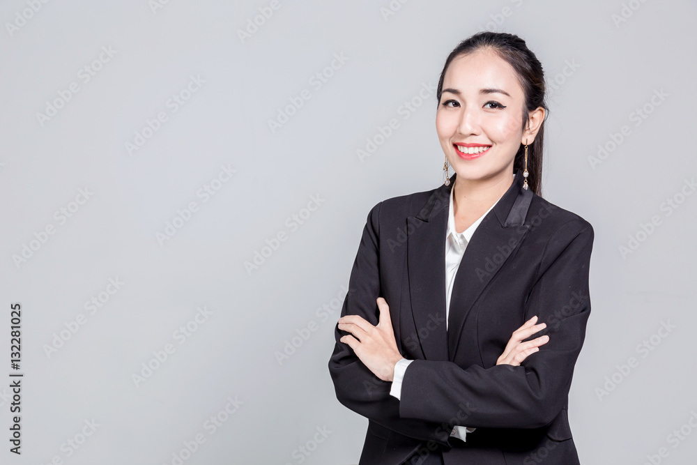 young asian businesswoman on white background