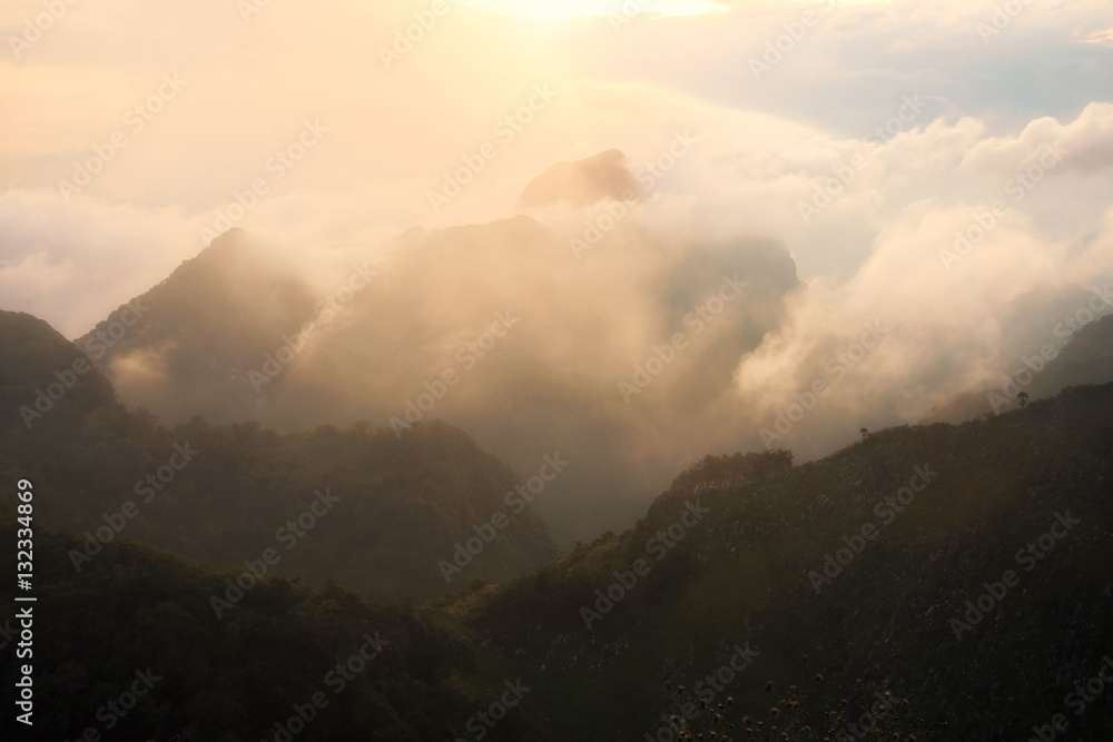 Landscape of Chiang Dao mountain with cloud in Chiangmai, Thaila