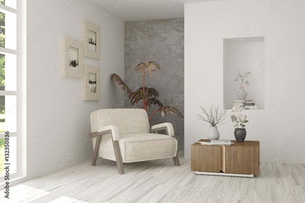 Modern interior design with armchair