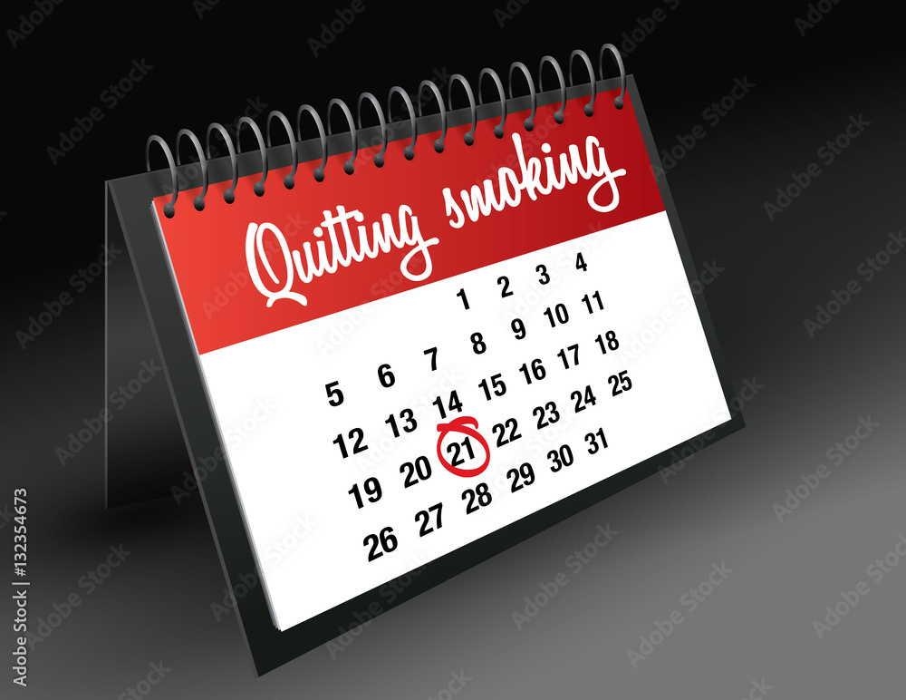 Quitting Smoking Day mark on calendar, vector illustration