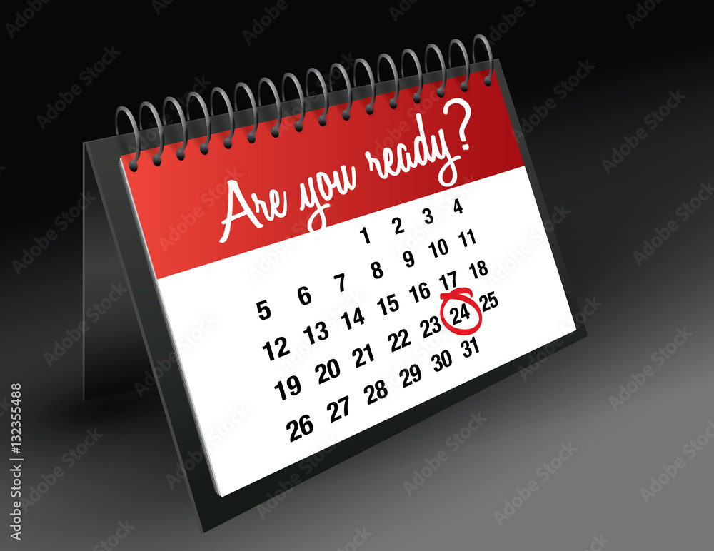 Are You Ready mark on calendar, vector illustration