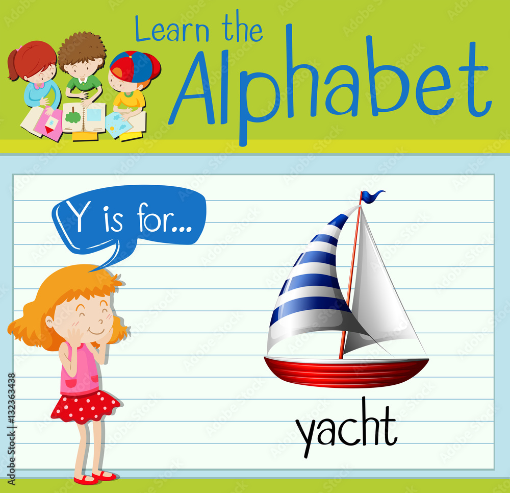 Flashcard letter Y is for yacht