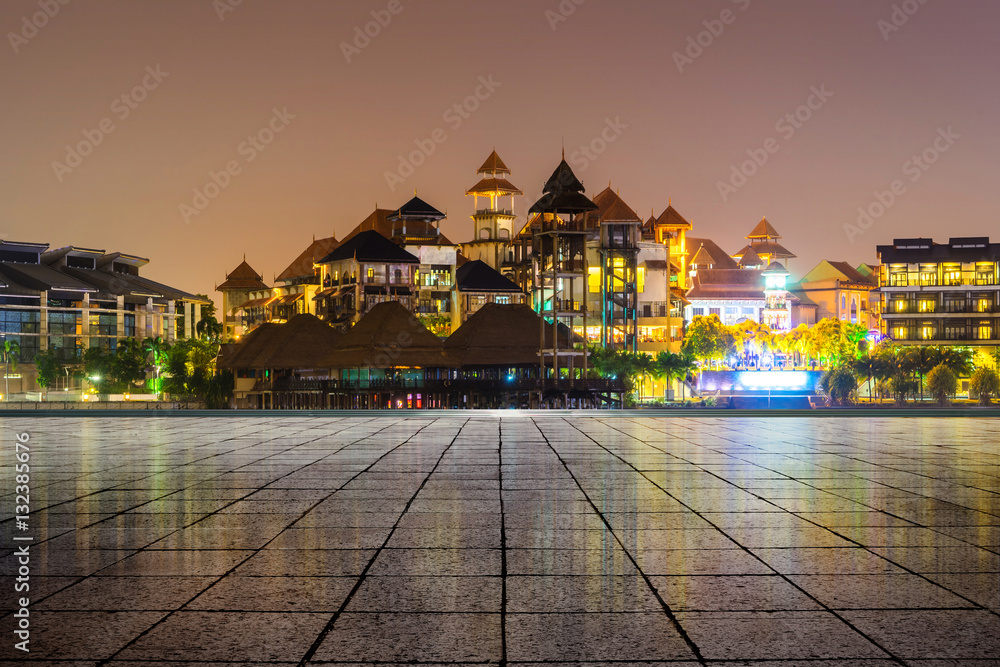 dawn at Putrajaya with modern building with empty floor