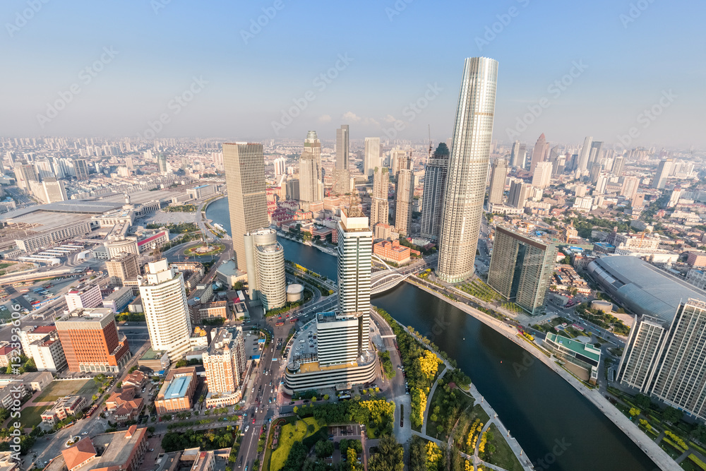 aerial view of tianjin cityscape