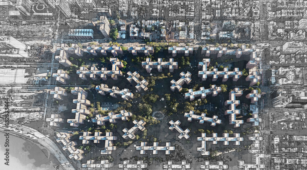 Sketch of Stuyvesant Town and Peter Cooper Village in New York City