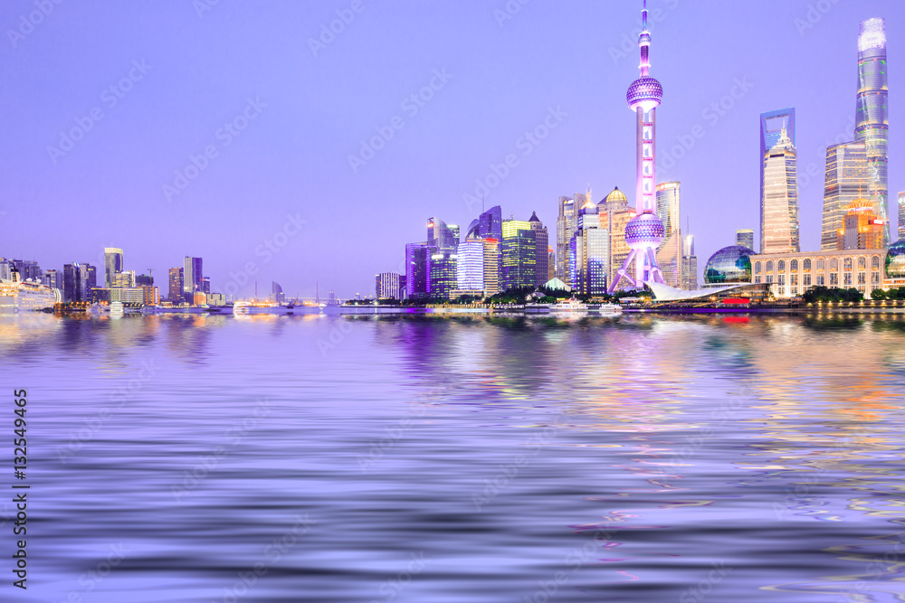 Beautiful Shanghai skyline at night,modern urban background