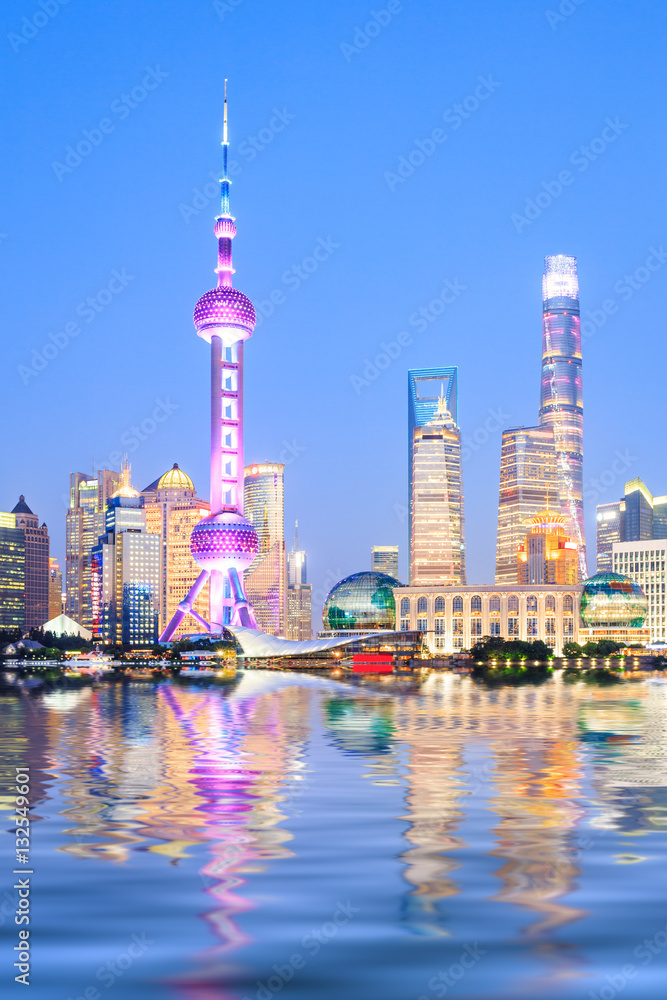 Beautiful Shanghai skyline at night,modern urban background