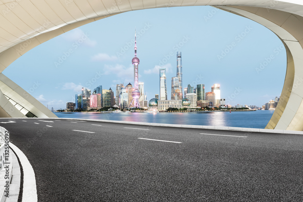 Highway and modern urban architecture scene in Shanghai