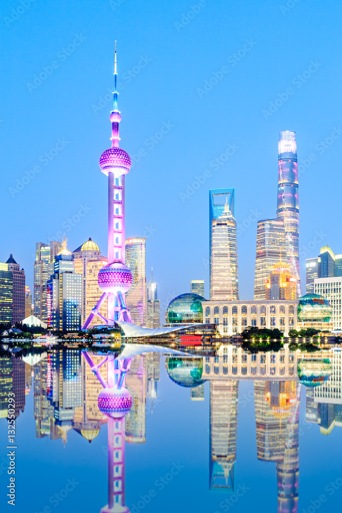 Beautiful Shanghai skyline at night,modern urban background