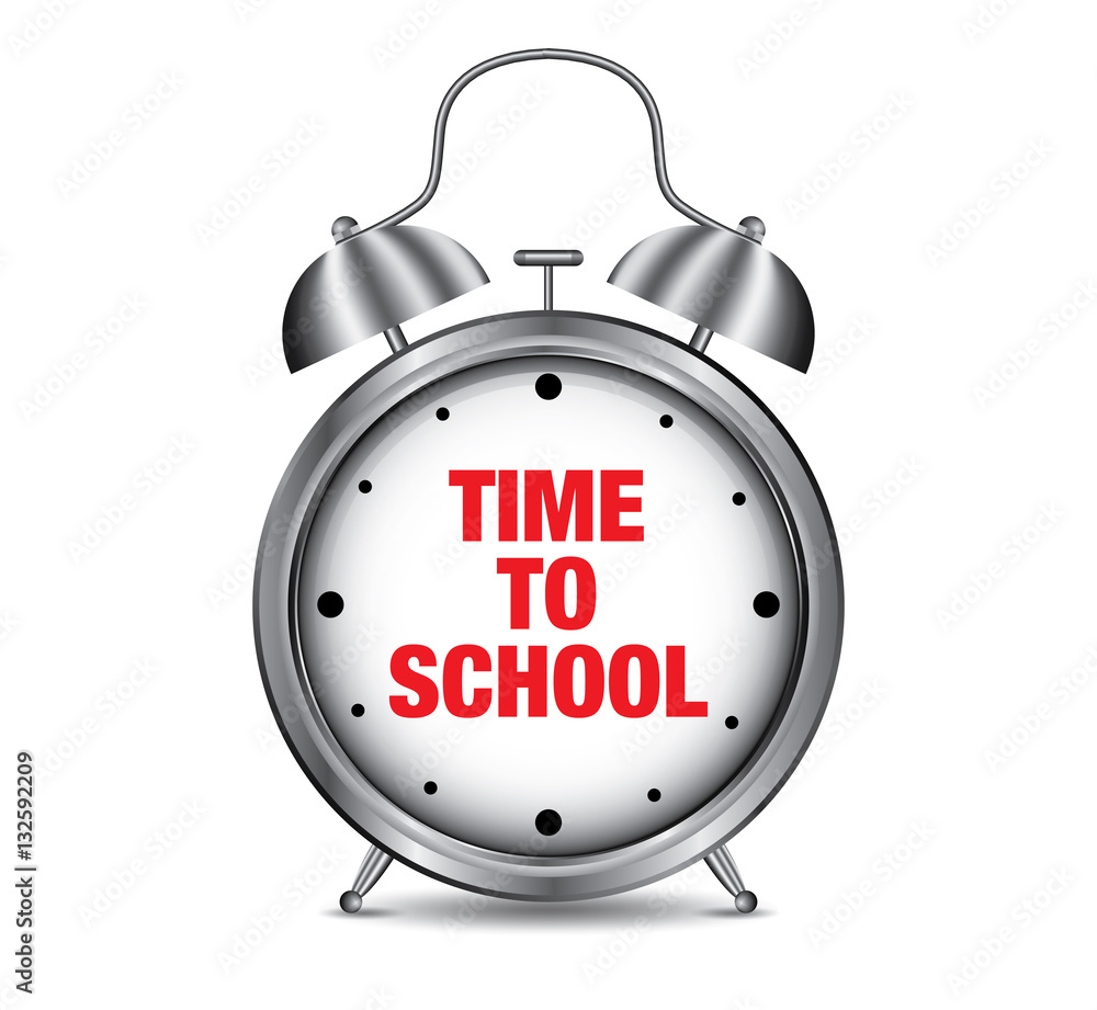 Time to School on retro alarm clock vector illustration