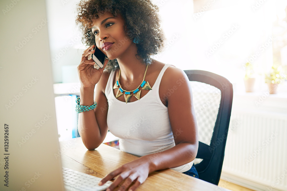 African American entrepreneur talking on a mobile