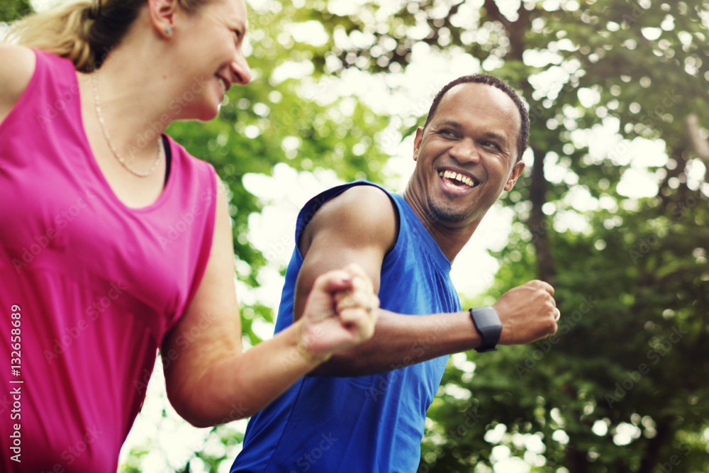 Running Exercise Fitness Couple Together Conceptr