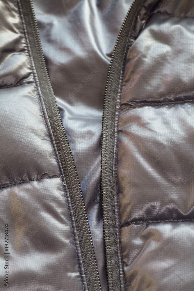 Close - up Detail of Black down jacket