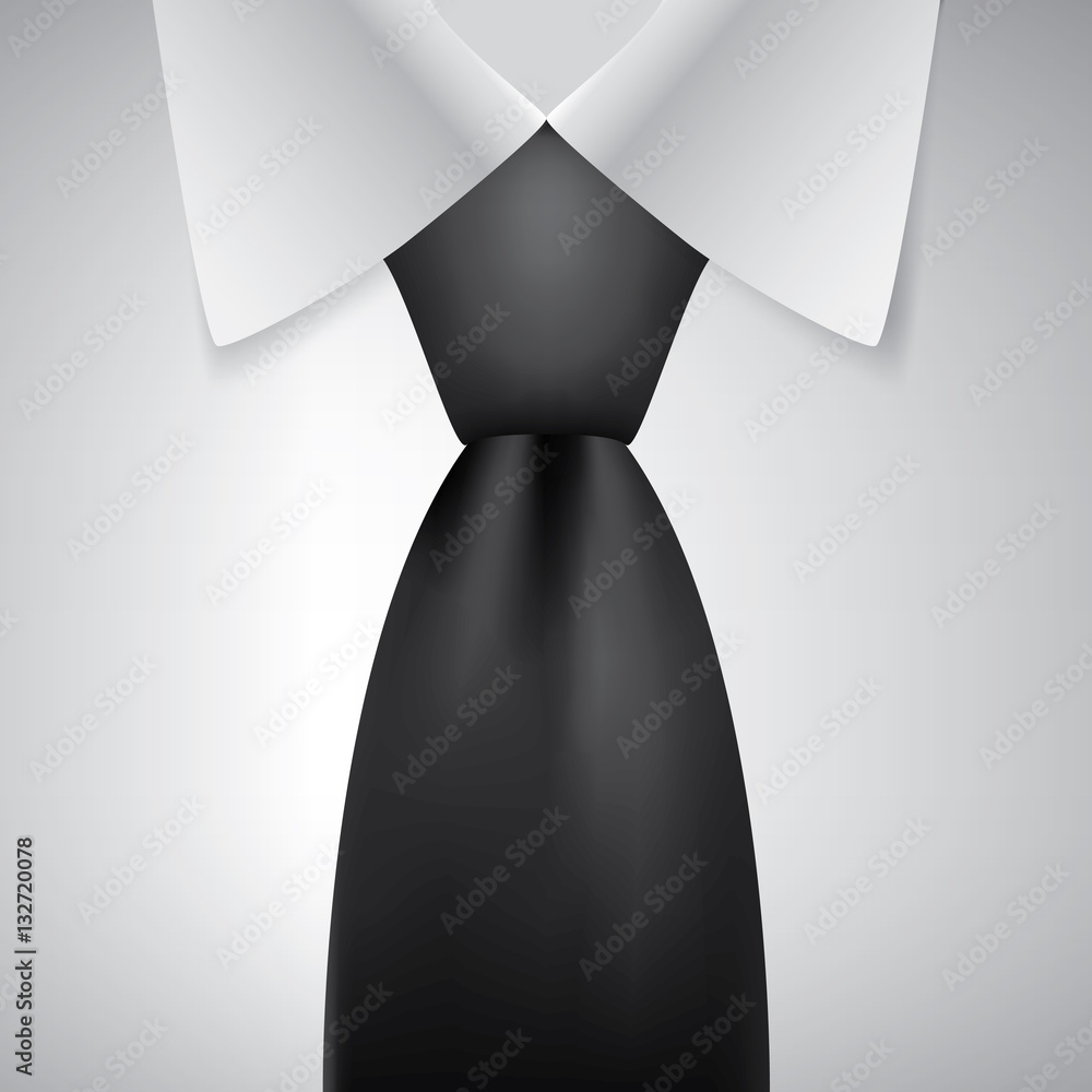 Realistic necktie and white shirt vector illustration