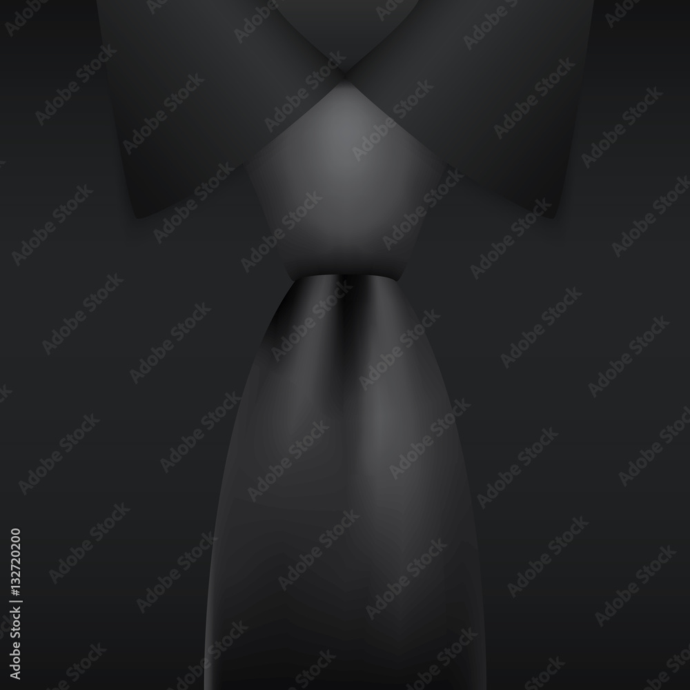 Realistic necktie and black shirt vector illustration