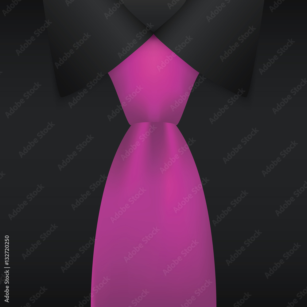 Realistic necktie and black shirt vector illustration