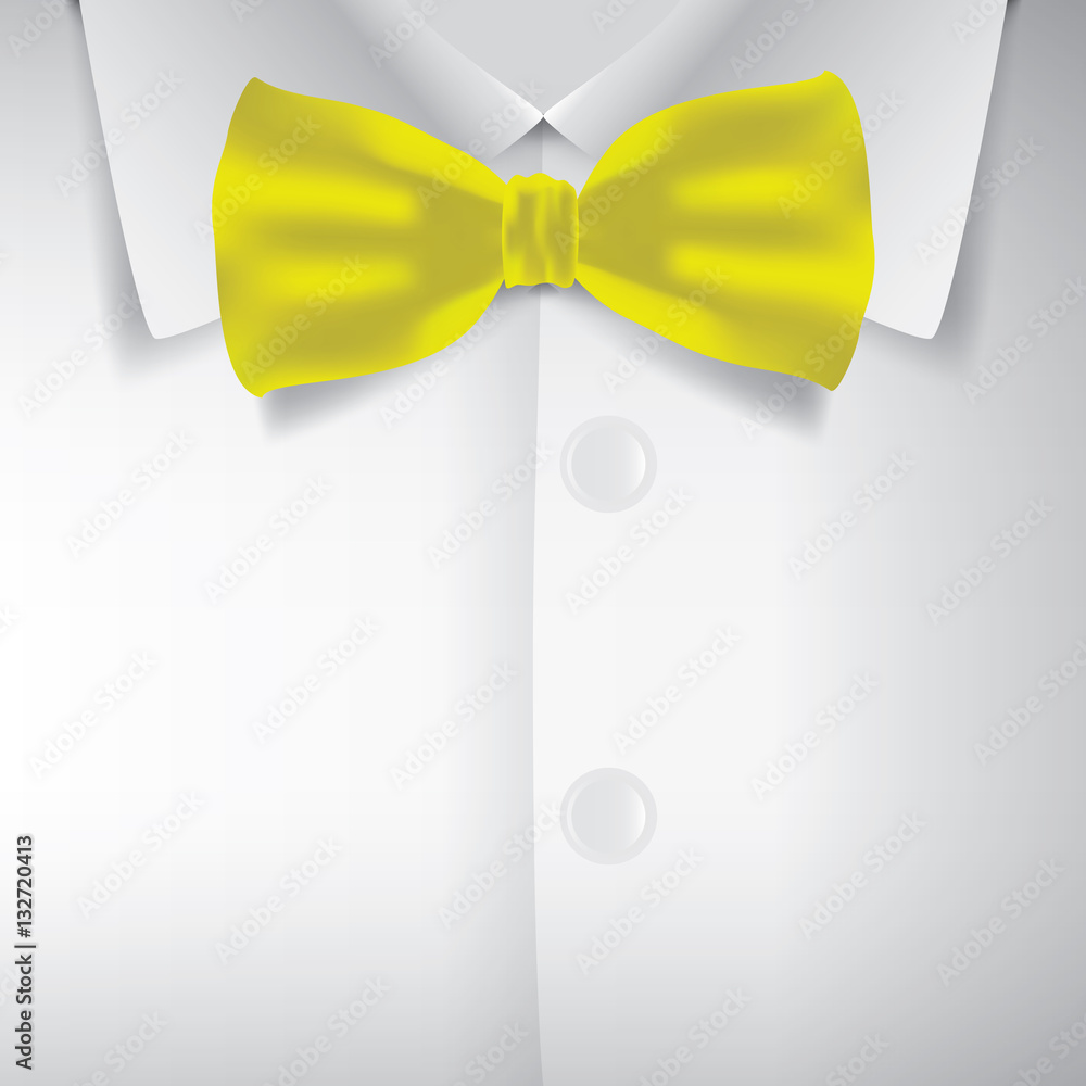 Realistic bow tie and white shirt vector illustration