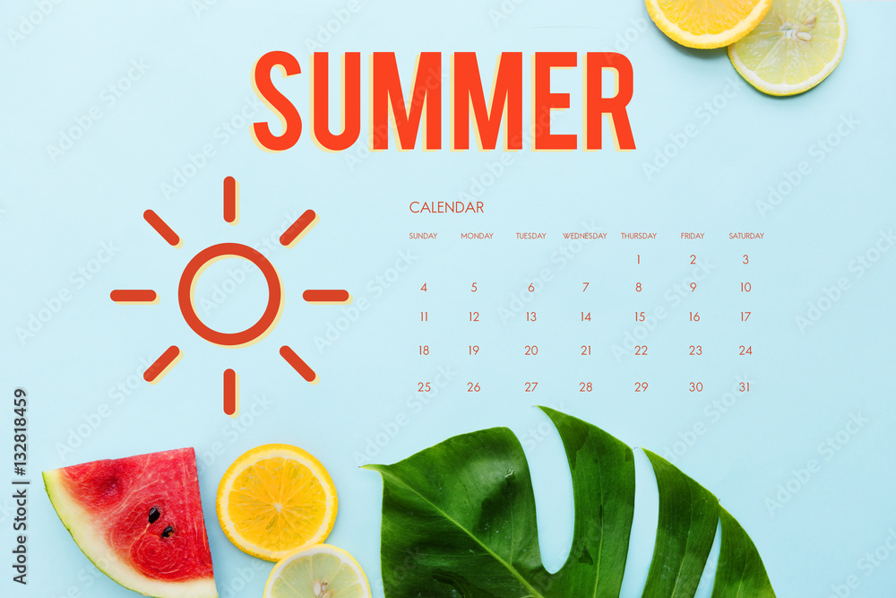 Summer Holiday Calendar Sun Graphic Concept