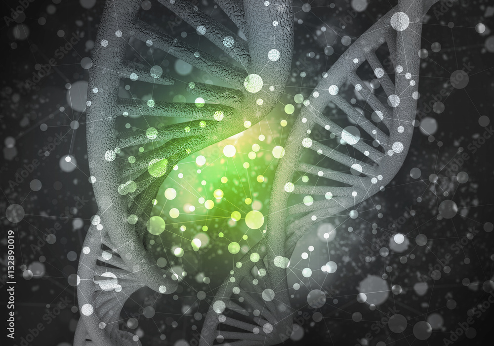 DNA molecules background, 3D rendering