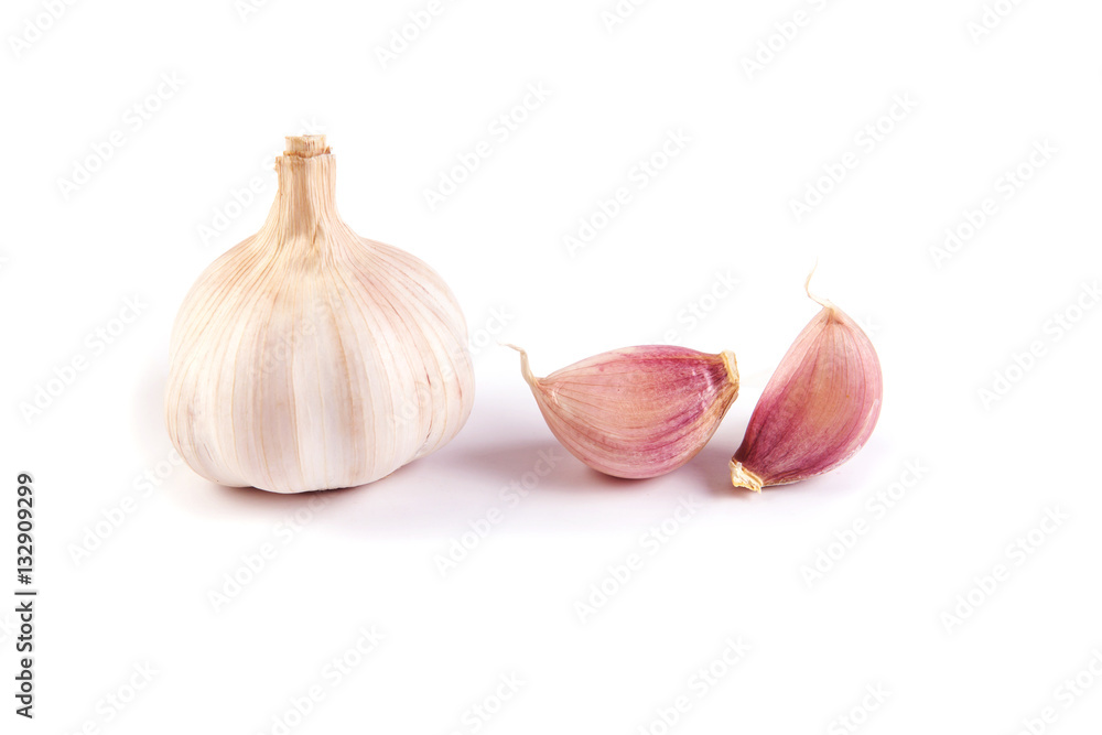 garlic on white background