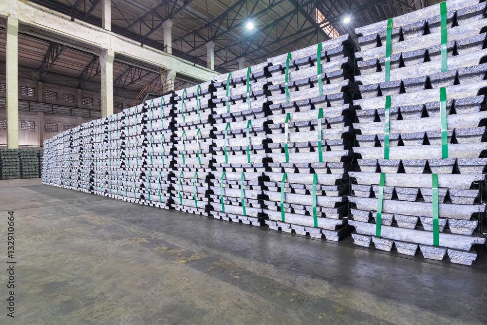 lead ingots in a factory warehouse