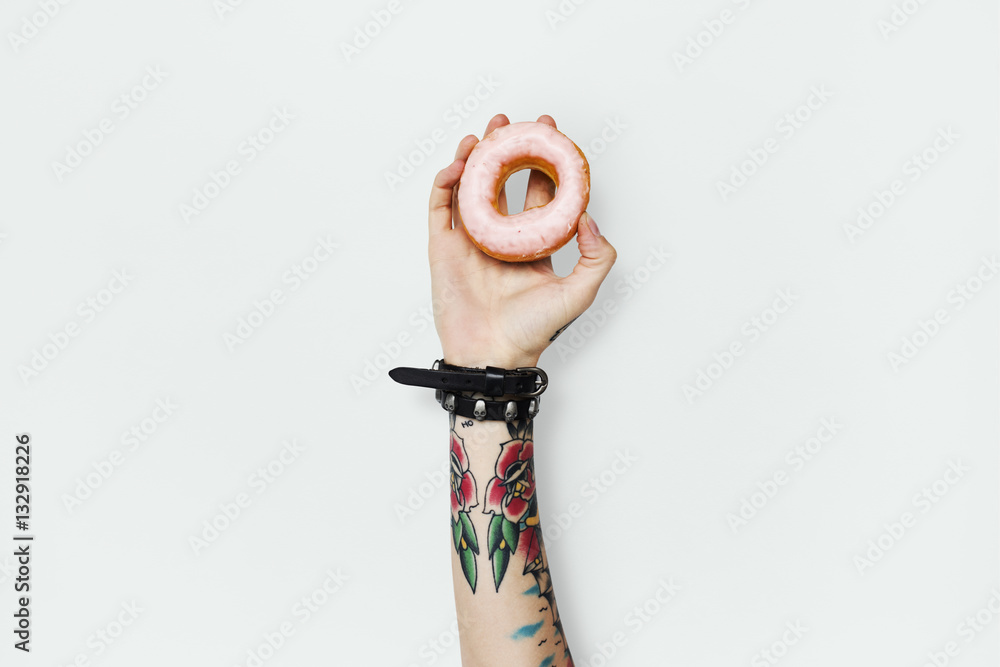 Tattoo Woman Dounut Doughnut Dessert Pastry Concept