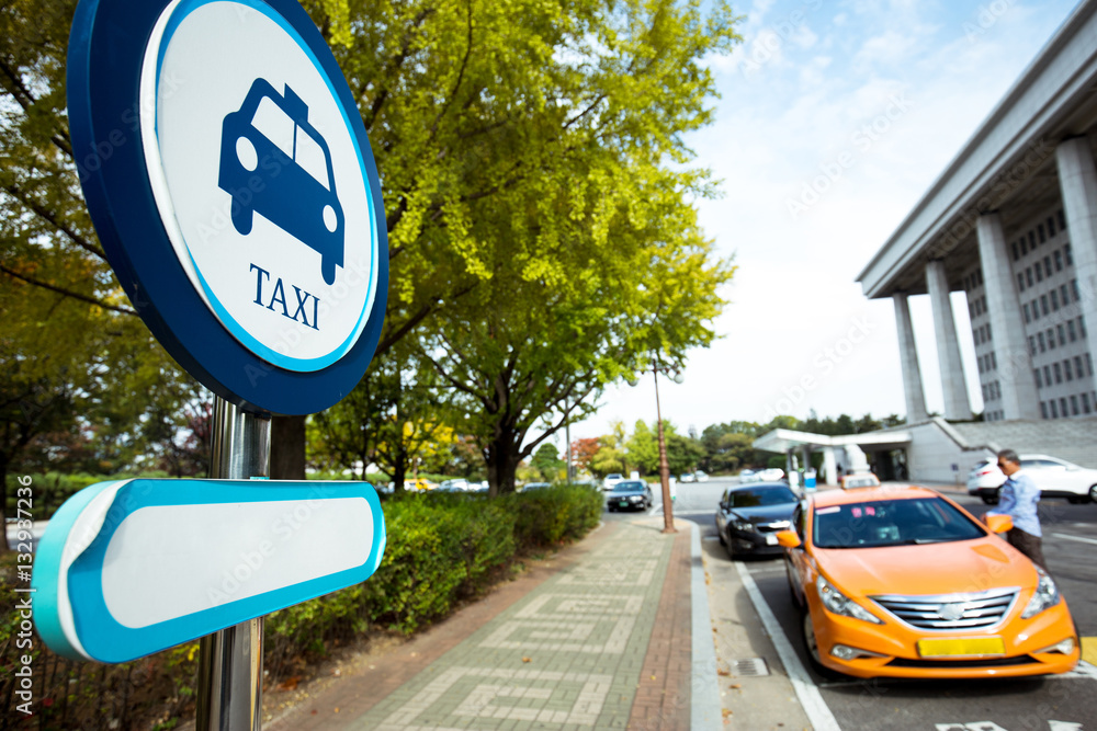 taxi sign on street in seoul