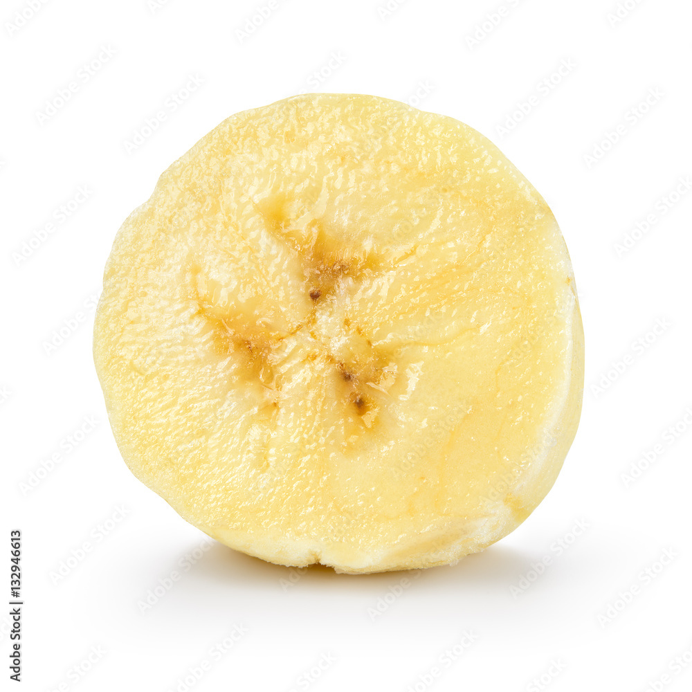 Banana slice isolated on white background. With clipping path.