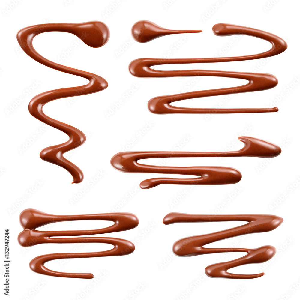 Milk chocolate. Syrup pattern isolated on white background. With