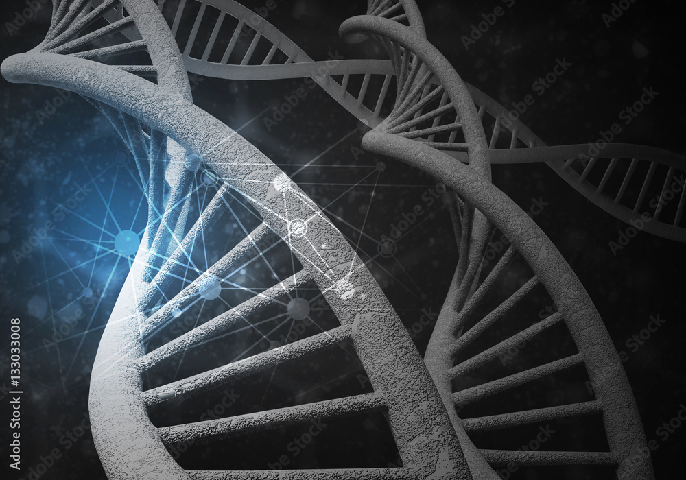 DNA molecules background, 3D rendering