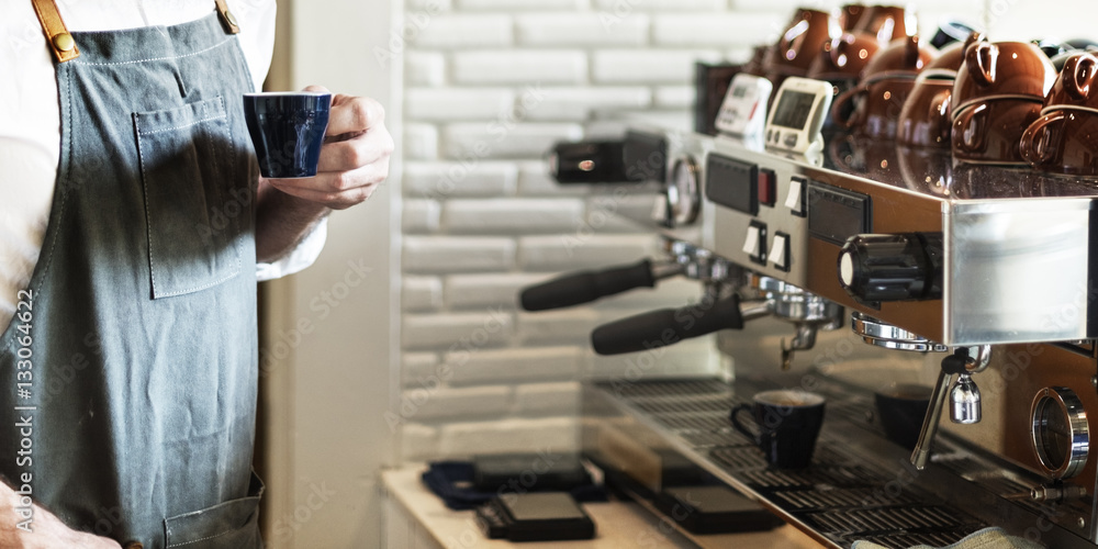 Barista Prepare Coffee Working Order Concept