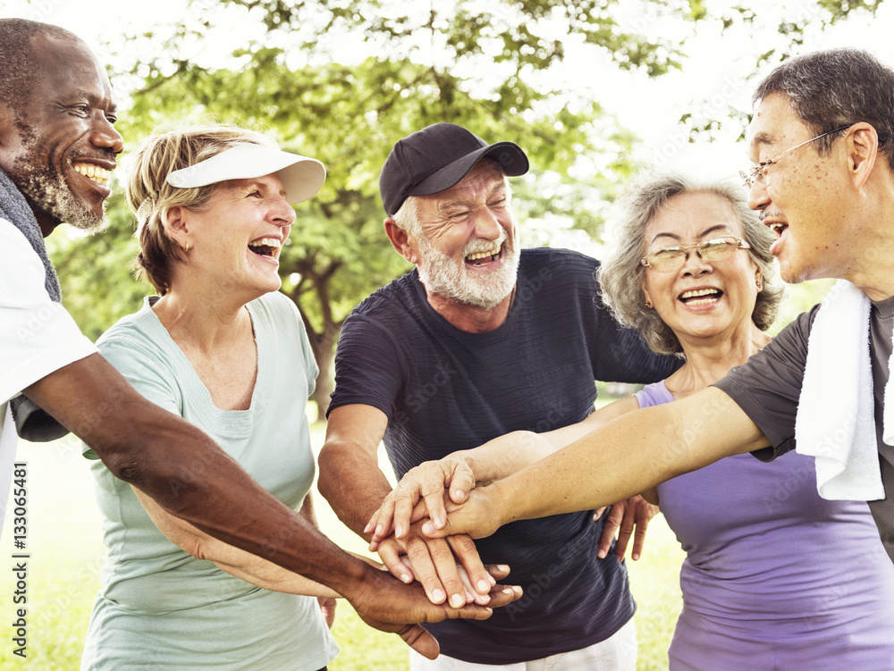 Group Of Senior Retirement Exercising Togetherness Concept