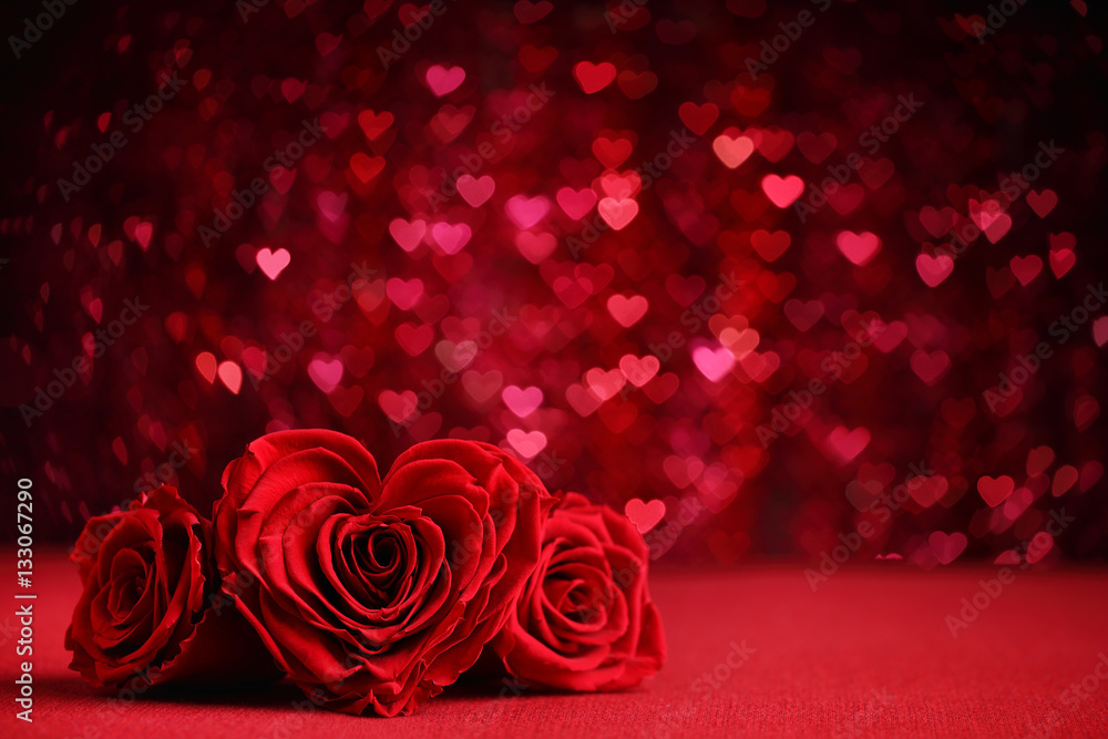 Roses Bouquet and Hearts background