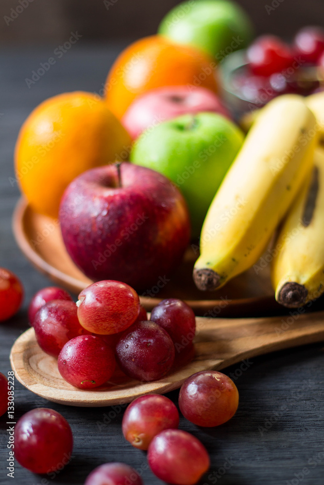 Mixed fresh fruits for healthy eating and dieting