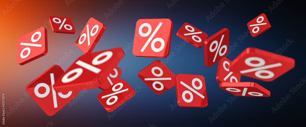 Sales icons floating in the air 3D rendering