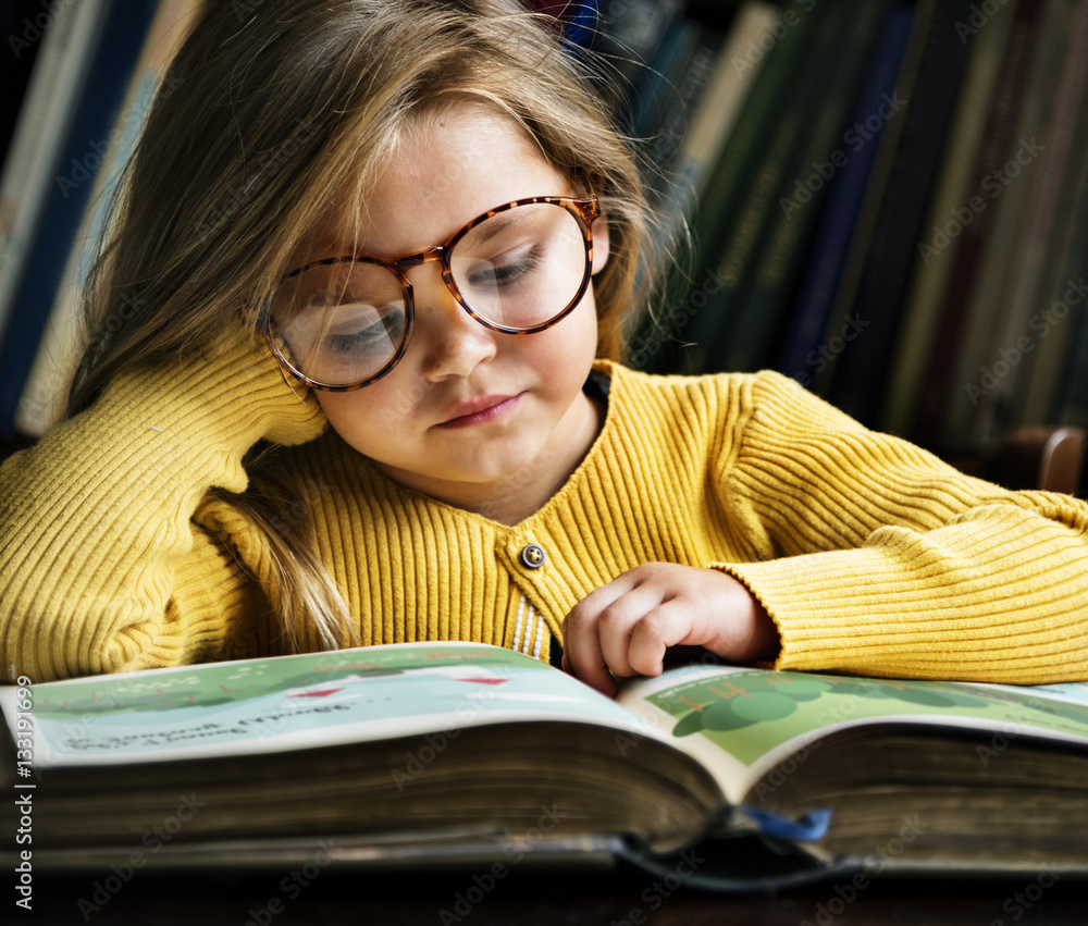 Adorable Cute Girl Reading Storytelling Concept