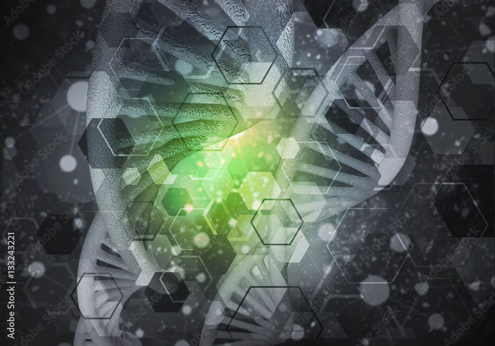 DNA molecules background, 3D rendering